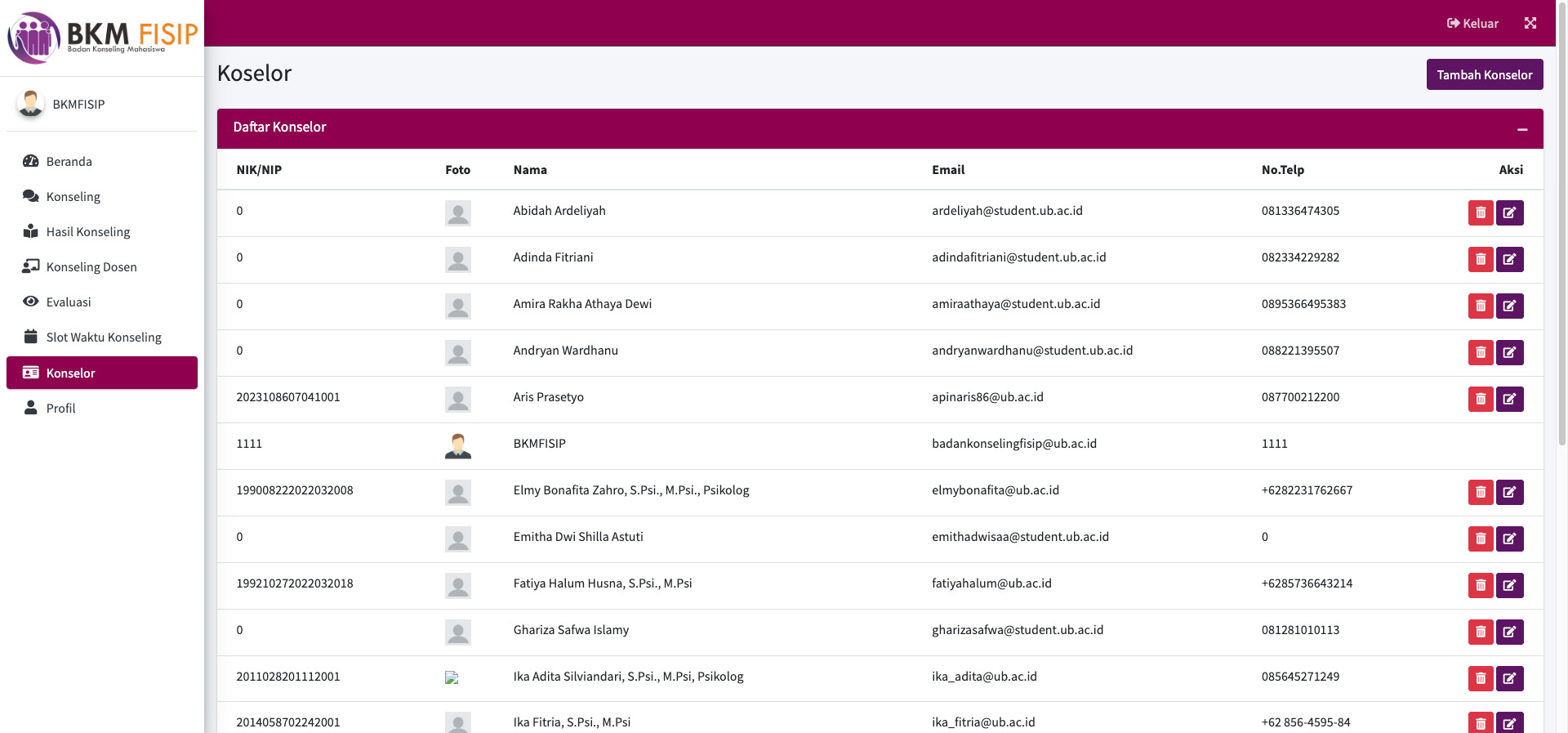 Web App Konseling BKM FISIP Universitas Brawijaya Tangkapan Layar 8