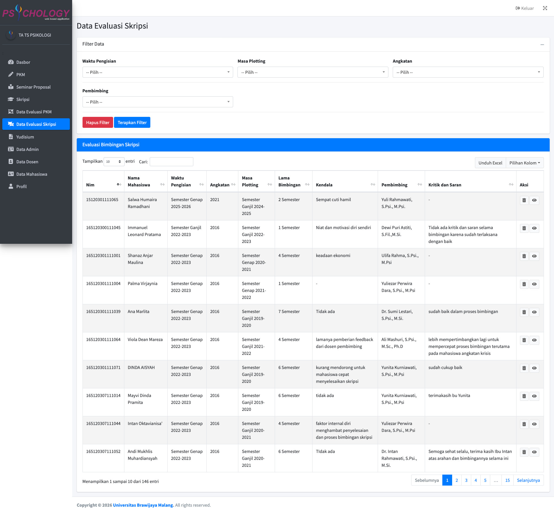 Web App Penjadwalan Ujian Jurusan Psikologi Universitas Brawijaya Tangkapan Layar 5