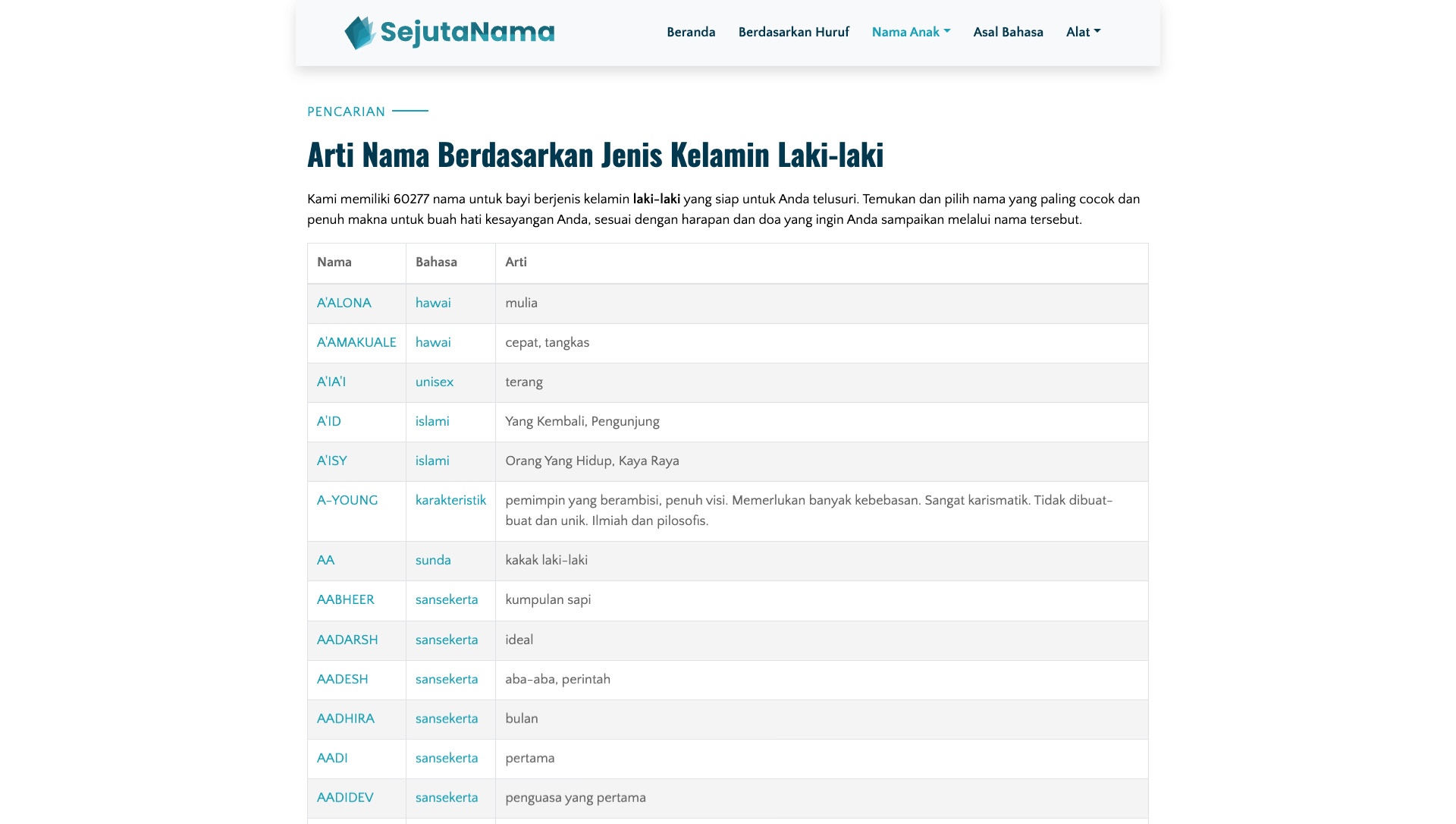 sejutanama.com Tangkapan Layar 2
