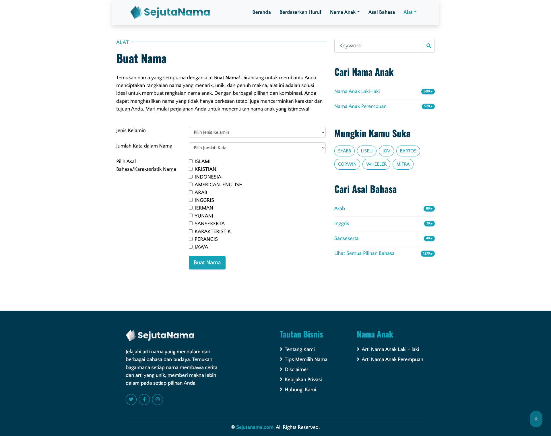 sejutanama.com Tangkapan Layar 5