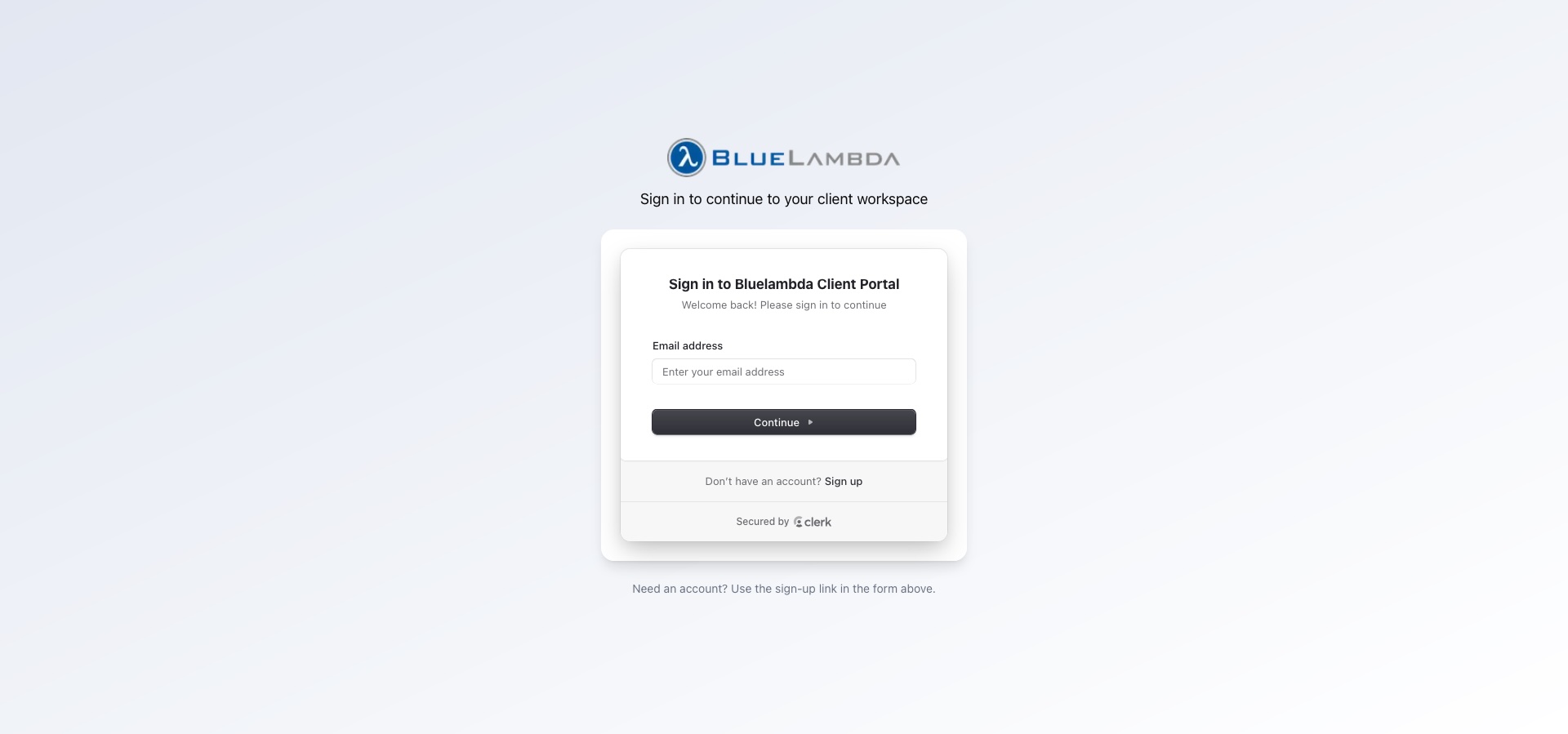Bluelambda Client Portal
