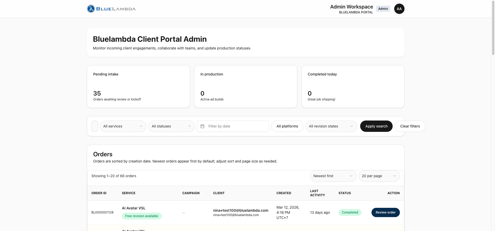 Bluelambda Client Portal Tangkapan Layar 1