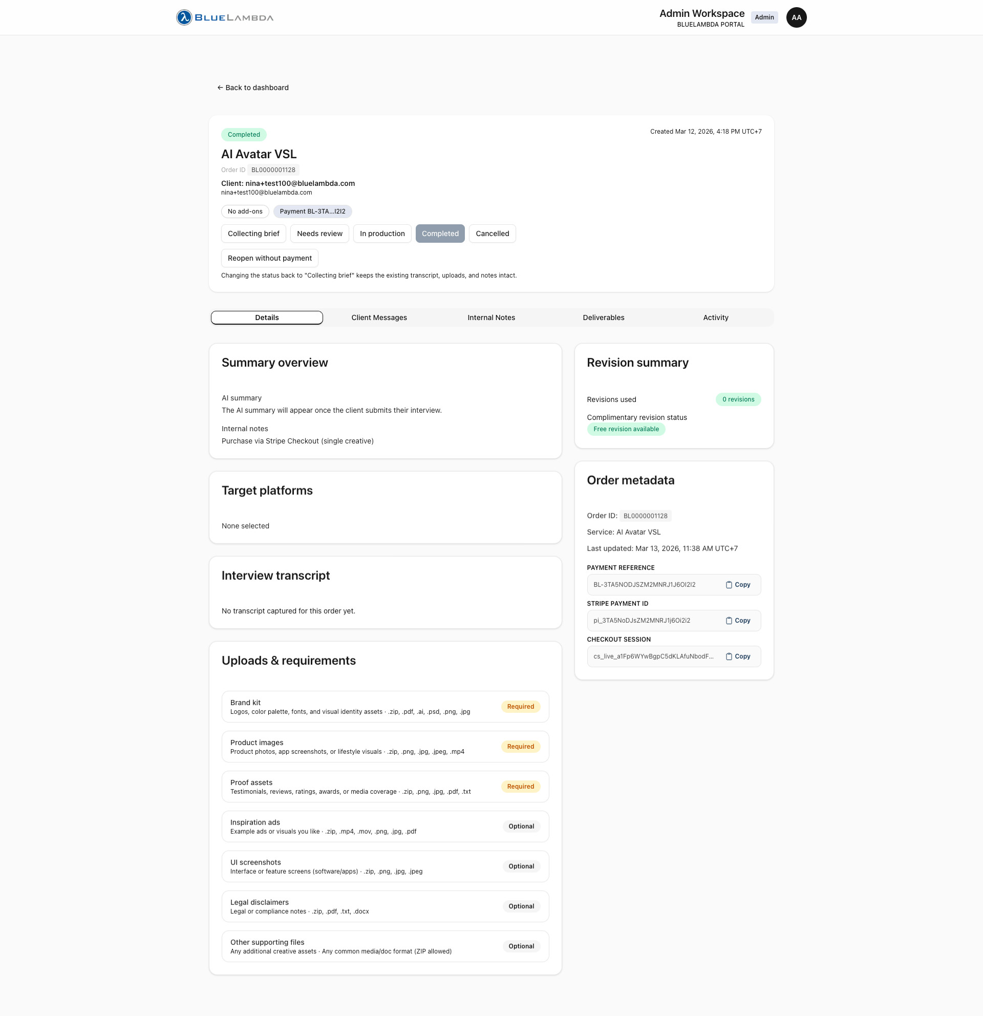 Bluelambda Client Portal Tangkapan Layar 2