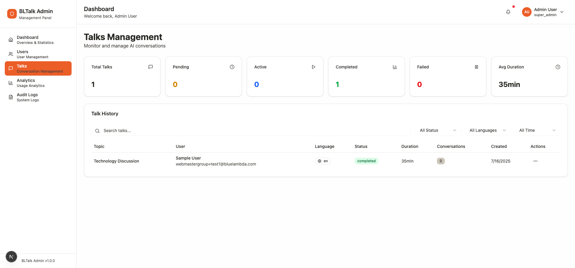 BLtalk Backend Tangkapan Layar 2