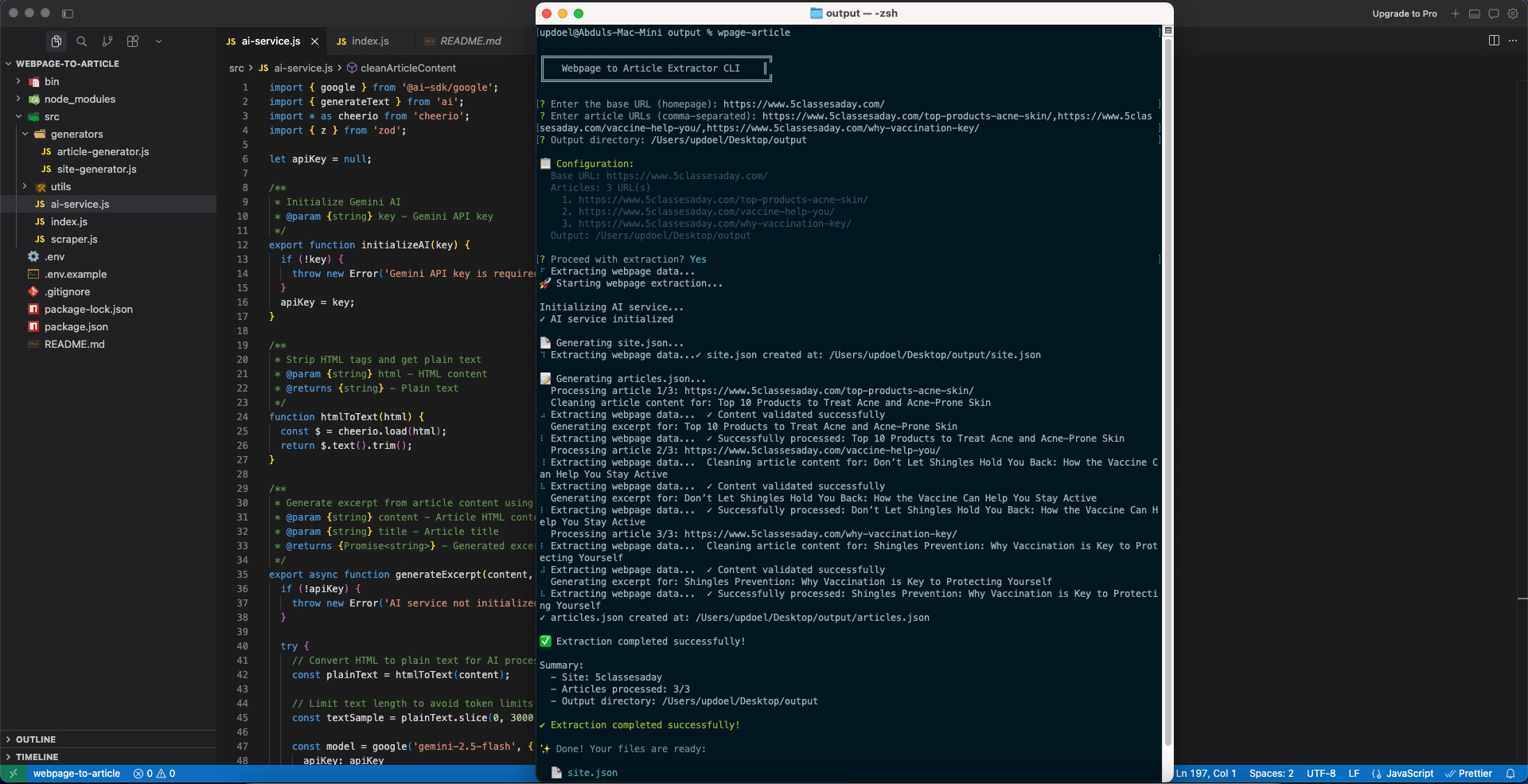 Webpage to Article CLI
